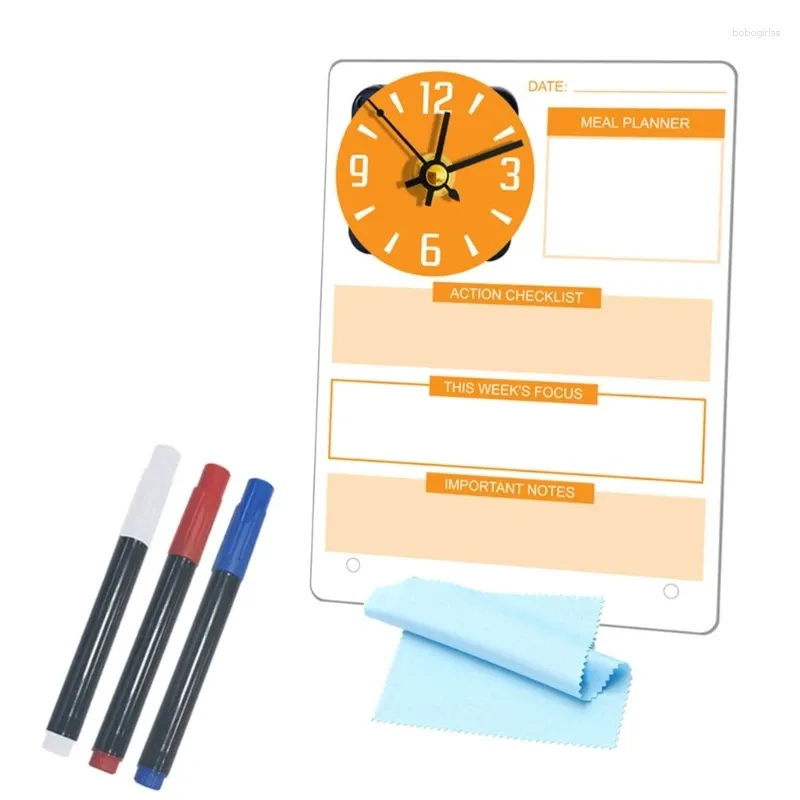Bordklockor 1Set Desktop Memo Board Clock med raderbar lämplig för Office Home and School Daily Plan påminnelse Drop
