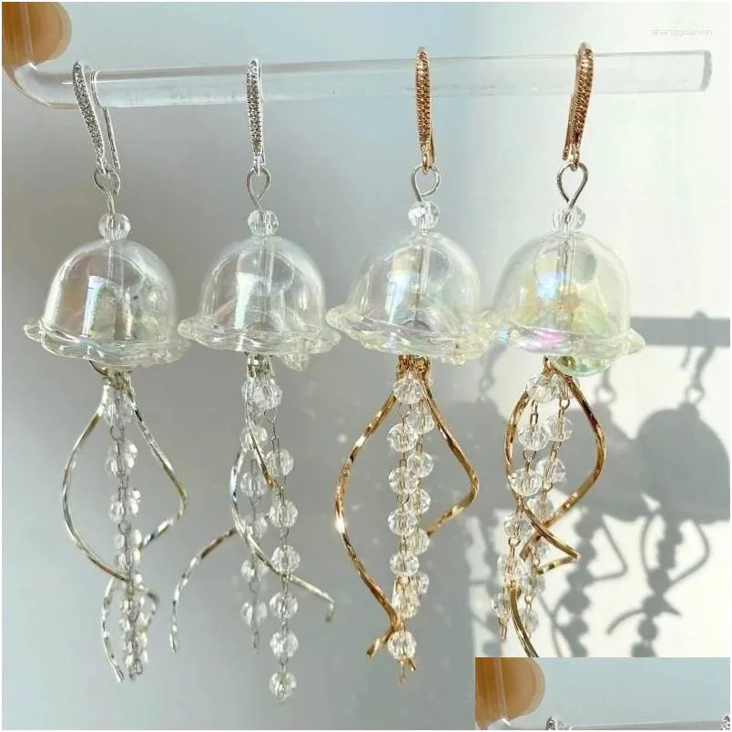 Dangle Chandelier Earrings 1Pair Creative Design Cute Animal Jellyfish Long Tassel Dangling Holiday Gift For Girls Woman Y2K Jewelry E Otn07