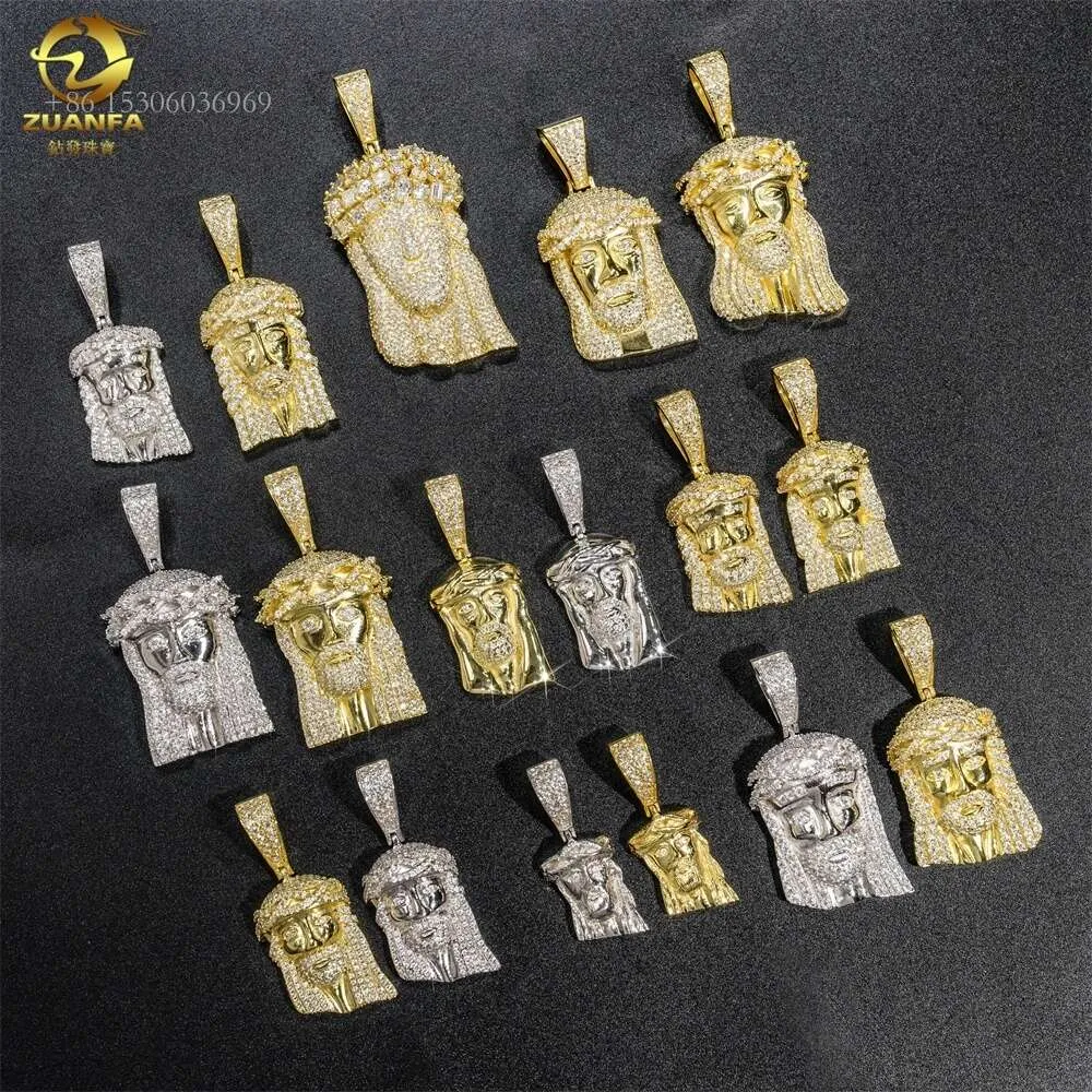 Custom Collection Sterling Sier Hiphop Pendants Charms Fashion Jewelry VVS Moissanite Small Big Large Jesus Pendant