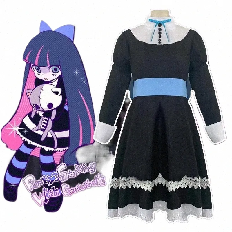 Collant con reggicalze Heroine Anarchy Stocking Nero Dr Costume Cosplay Donne Lolita Abiti da cameriera Uniforme del partito 2021 k2KF #