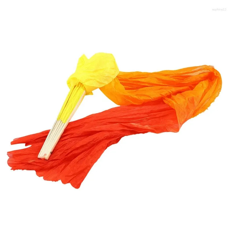 Decorative Figurines 4X Beautiful Silk Three Color Gradient Flame Dance Fan Hand Folding Bamboo Decoration