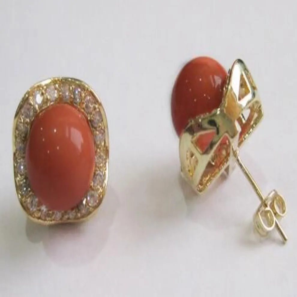 Interi gioielli di moda nobili 8mm vino rosso rotondo perla conchiglia e orecchino di cristallo 18kgp # 004298S
