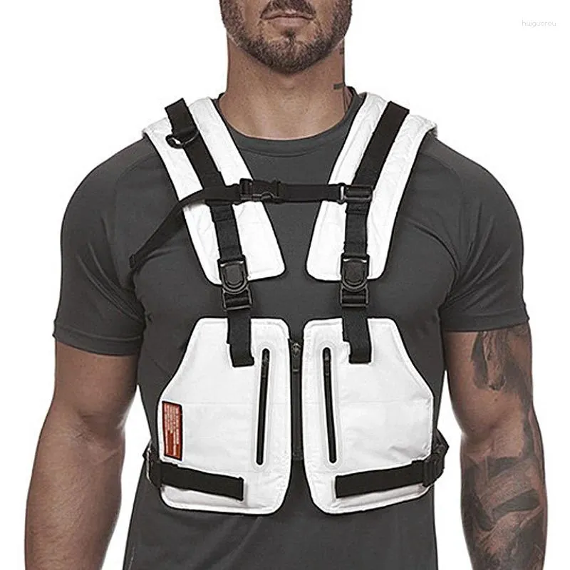 Men's Tank Tops Mens Tactical Vest Chest Bags Outdoors Reflective Waterproof Man Waist Pack Male Multi-pocket Security Anti-theft