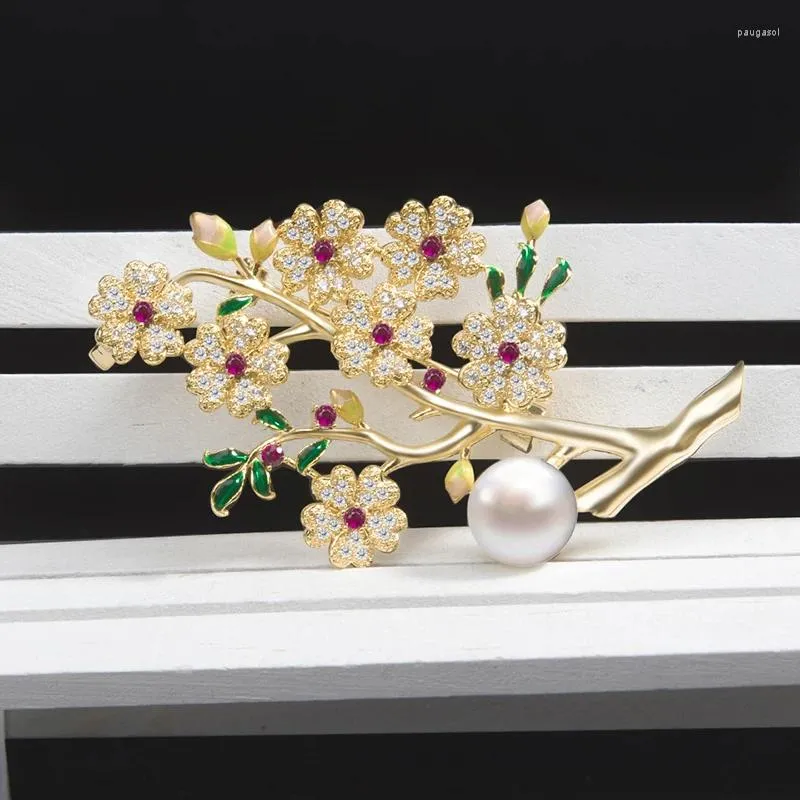 Brosches yysunny elegant kall plommonblomma blomma för kvinnor corsage lyx bröllop kontor bukett stift år smycken gåvor