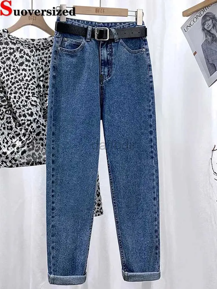 Kvinnors jeans Kvinnor ankellängd harem jeans koreanska vintage vaqueros mode streetwear hög midja rak denim byxor casual kot pantalones 24328