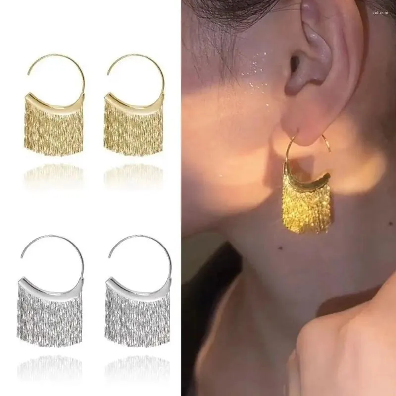 Dangle Küpe Takı Hediye Yarı Çember Fan Threader Hoop Ear Stud Sequin Zincir Püskül Fringe