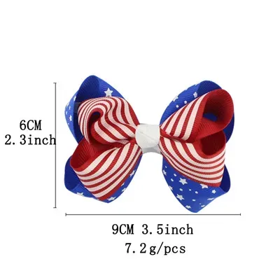 American flag print Barrettes Bow Hair Clip Swallowtail hairpins Hair Bow With Clip 4th of July Independence Day kids Hair Accessories