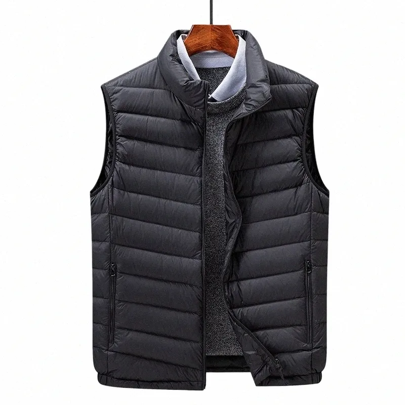 Masculino casual clássico puffer sleevel jaquetas 2023 novo outono inverno 90% pato branco para baixo homens ultra leve parkas casacos i7jw #