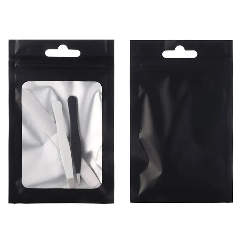 8*ful Mylar Bags Zip Hang Bags With Clear Window For Jewelry Display Packaging Self Sealing Reusable Foil Pouch