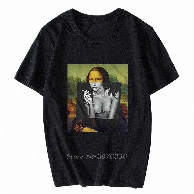 Banksy Rönesans Ma Lisa Street Sanatçı T-shirt Erkekler Pamuk Kısa Kollu Tshirt Komik Tee Sesli Harajuku R1NF#