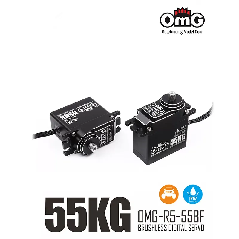 OMG R5 55BF/65BF Helical Brushless Servo med högt vridmoment, tyst och vattentät servo, 6 lager, förtjockad huvudaxel