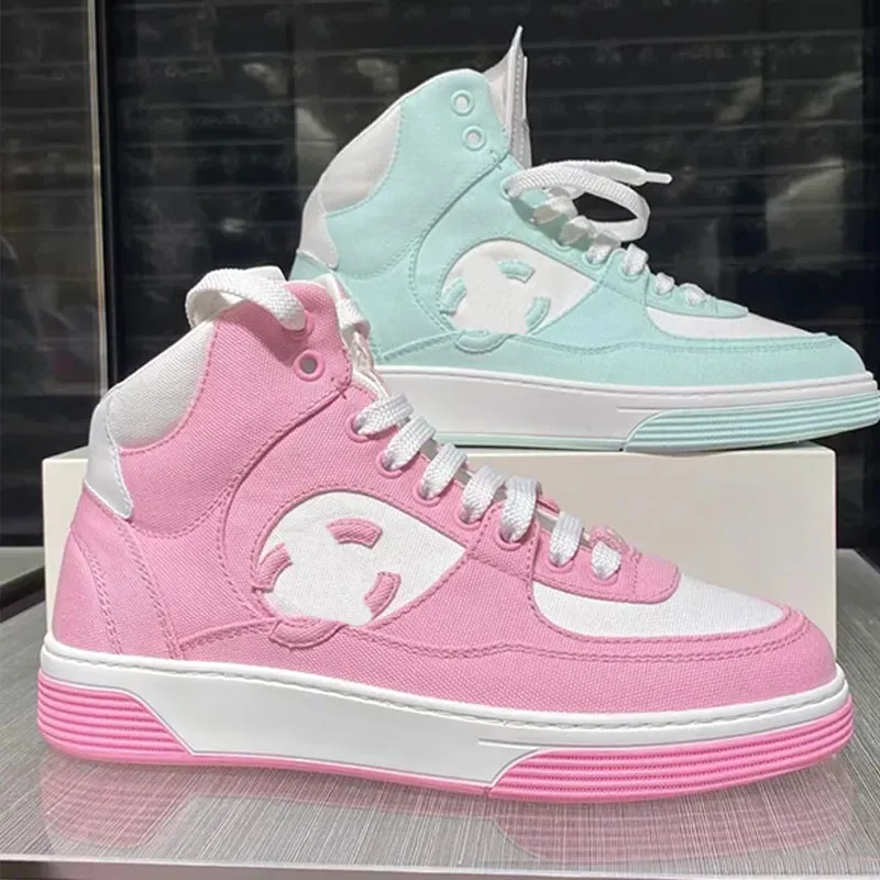 Early Spring Candy Projektant Sneakers koronkowe płótno mężczyźni Women Tennis Training High-Tops Casual Buty