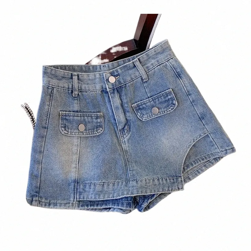 Plus la taille L-4XL Denim Shorts pour femmes taille haute Fi été Jean pantalon haute rue Y2K vêtements livraison gratuite jupe courte 18wn #