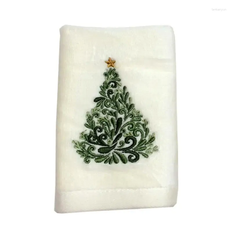 Serviette 1pc visage confortable créatif arbre de Noël durable coton brodé nettoyage du visage pour les femmes dames