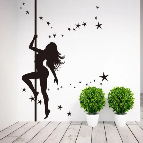 Adesivi Pole Dancing Girl Adesivo da parete Carta da parati Decorazioni per la casa Vinile Decalcomanie murali rimovibili Spedizione gratuita