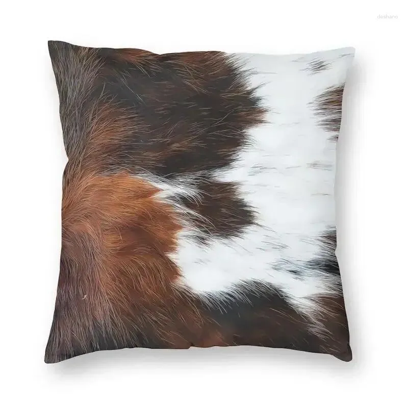 Pillow Scottish Highland Cow Cowhide Texture Cover Home Decorative Printing Animal Hide Leather Throw Case Living Room