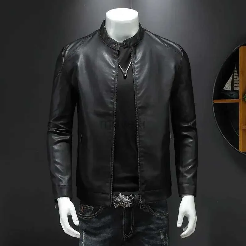 Chaqueta de cuero de imitación de cuero para hombre, chaqueta de cuero informal para hombre, versión coreana, chaqueta de cuero con volantes, chaqueta de coche con cuello levantado de avión a la moda 2023 240330