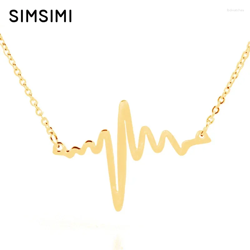 Pendentif Colliers Simsimi Heartbeat Golden Collier Femmes Acier inoxydable Origine Mode pour bijoux cadeau