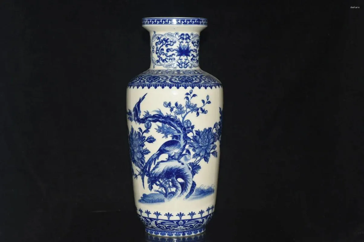 Vases Rare Unique China Handcrafted Blue And White Porcelain Vase Qianlong Mark Living Room Decoration