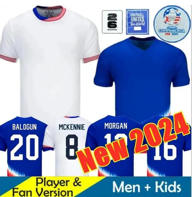 24 25 USA PULISIC MCKENNIE Jersey ERTZ ALTIDORE PRESS WOOD MORGAN LLOYD 2024 2025 America Football Shirt États-Unis Camisetas USMNT PLAYER Men Kit