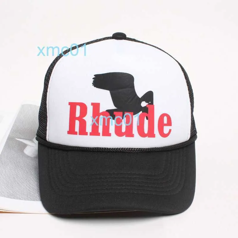 Rhude Moda Gorra De Béisbol Bloque De Color Malla Verano Lengua De Pato Casual Versátil Unisex