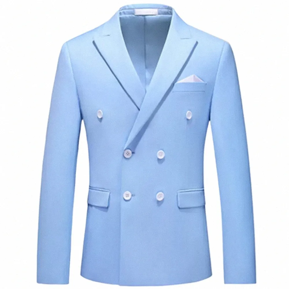 2023 Fi Новый мужской повседневный бутик Busin сплошной цвет двубортный Dr формальный костюм куртка пиджаки пальто E06J #