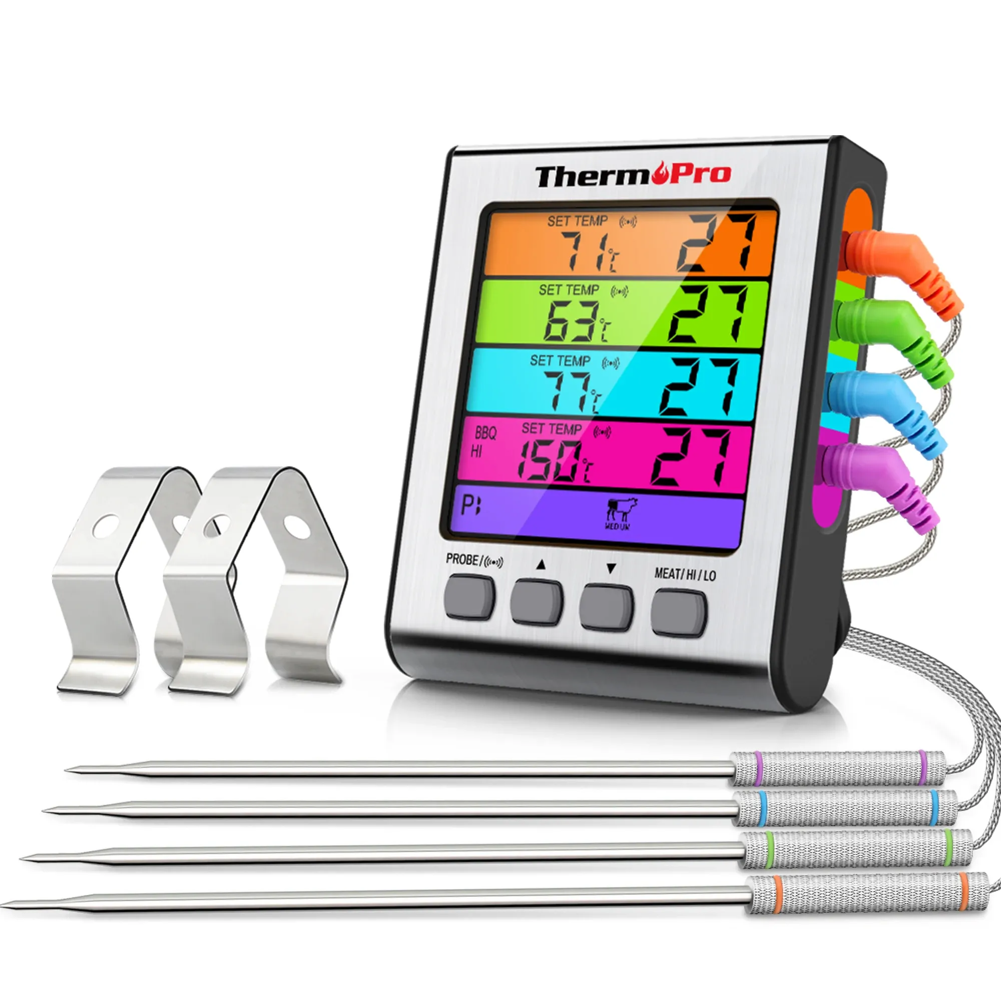 Gauges ThermoPro TP17H Kitchen Cooking Digital Meat Thermometer With 4 Probes Backlight BBQ Oven Thermometer For Meat Somking