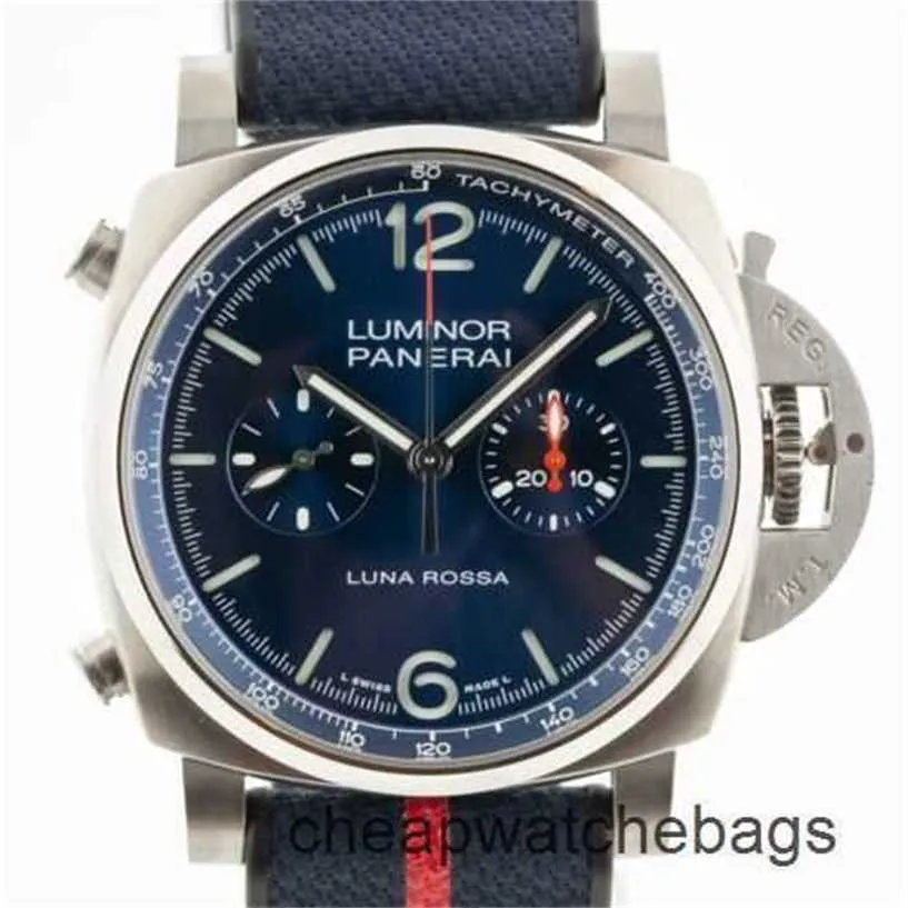 Paneraiss Tauchuhren Paneraiss Schweizer Uhr Sneak Series Luna Pam Herrenstahl Blaues Zifferblatt GummiMechanische Designer-Automatikuhr Edelstahl