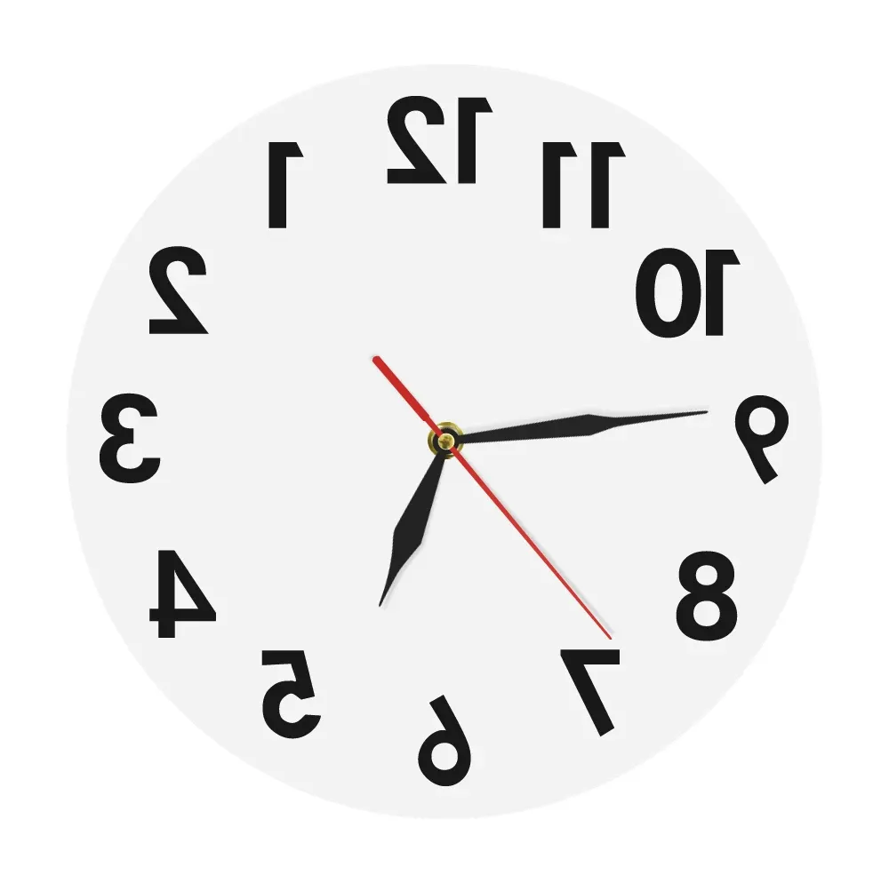 Accessoires horloge murale inversée chiffres inhabituels horloge décorative moderne à l'envers excellente montre pour votre mur