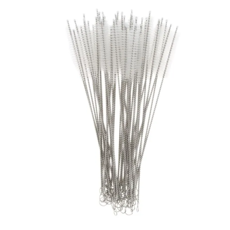 50 Pieces Stainless Steel Drinking Straw Cleaning Brushes Cleaner 200mm277E