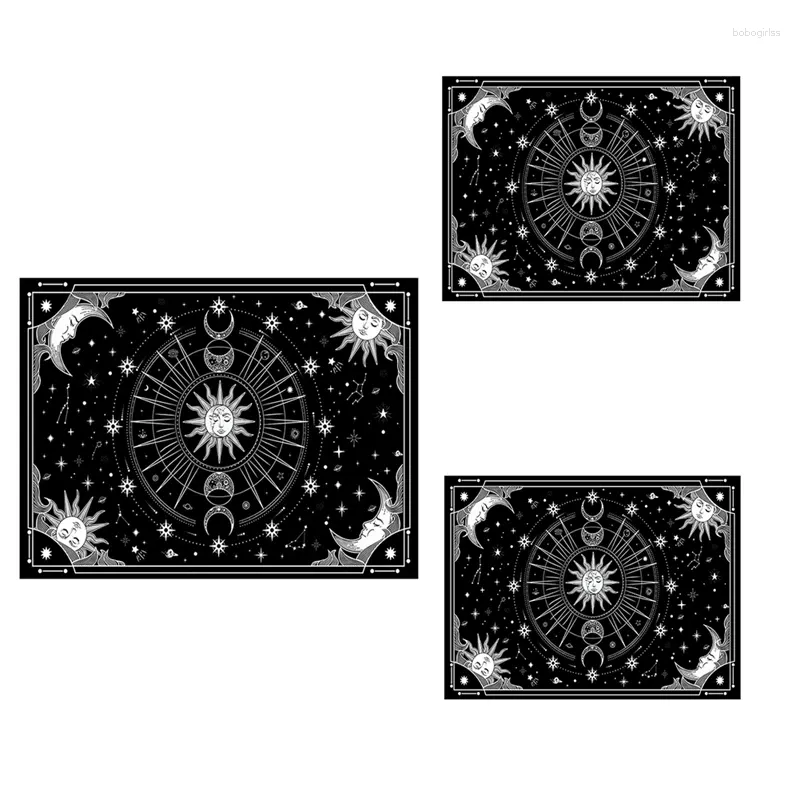 Tapisserier Sun and Moon Tapestry Black White Stars Space Wall Hanging For Bedroom Decor Retail