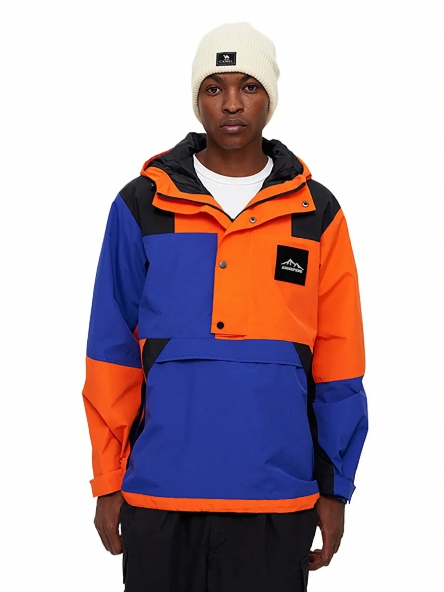 SpringAutumn Coupe-vent pour hommes Patchs lâches à capuche Vestes de pluie imperméables Manteau de voyage en plein air Randonnée Sports d'extérieur C7BS #