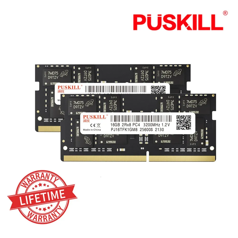 2PCS PUSKILL RAM RAM DDR4 16GB 8GB 4GB 3200MHz 2666MHz 2400MHz 260pin Sodimm Notebook dla pamięci laptopa 240314