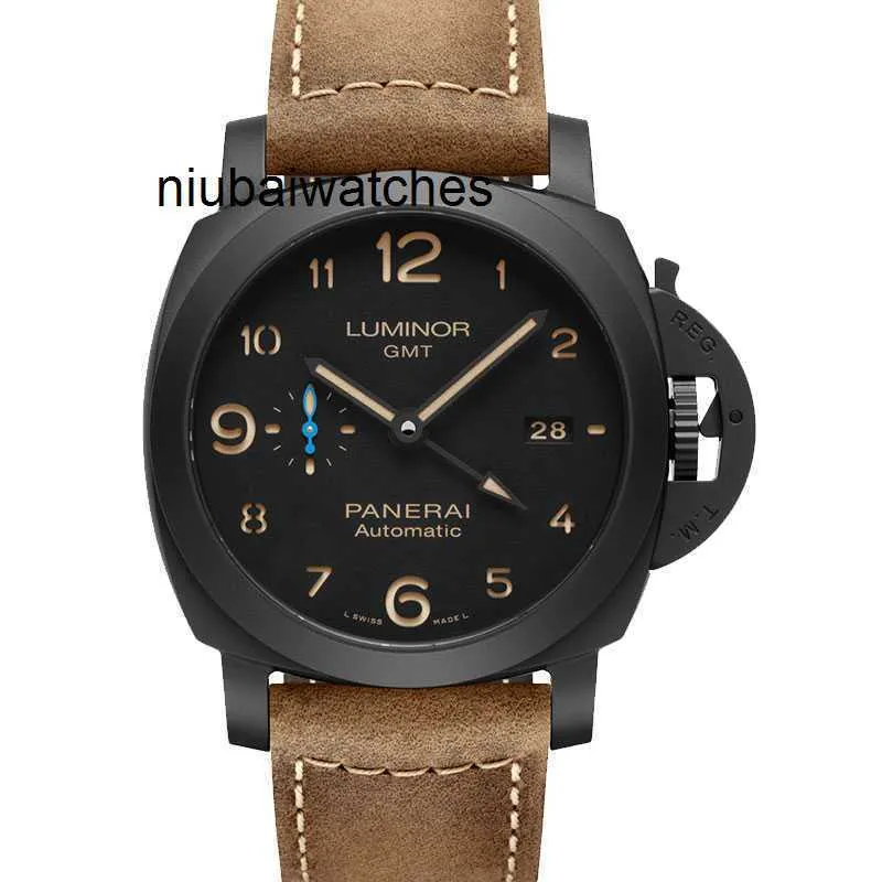 Montres mécaniques de luxe ensemble complet nouvelle montre en céramique noire pour hommes 44mm petite aiguille bleue montres-bracelets étanches marque de mode de créateur
