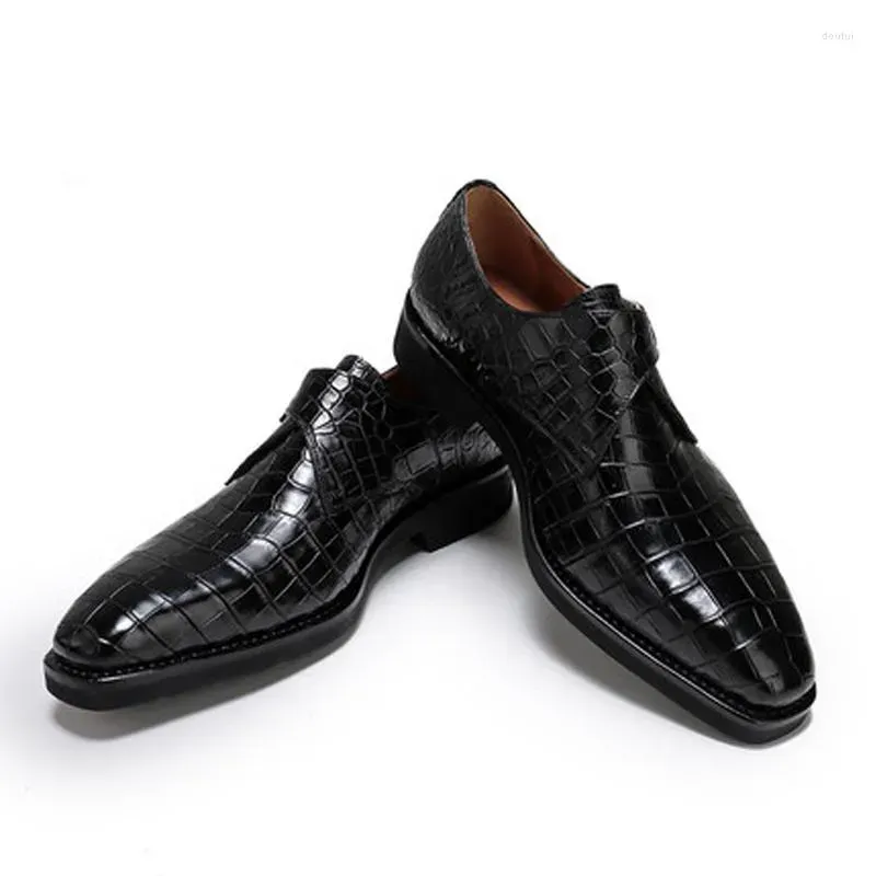 Ubieranie butów Weitasi przybycie krokodyla skórzane mężczyźni czyste manualne gumowe podeszwy, dzięki czemu męski biznes jest formalny