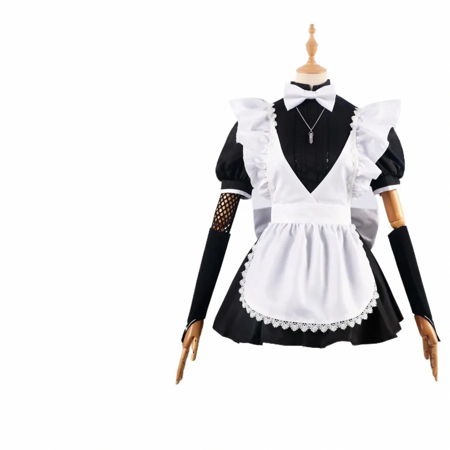 Anime Wanderer Scaramouche Maid Uniform Genshin Impact Cosplay Costume Black Lolita Short Sleeve Maid Dr med Ruffle Apr3XL T0HU#