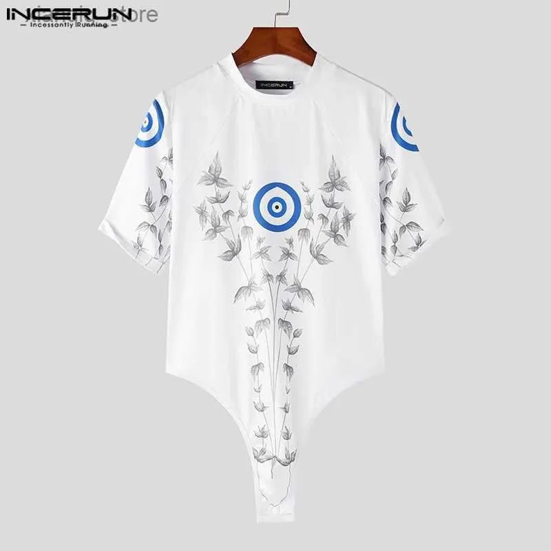 Men's T-Shirts 2023 Men Printing Bodysuits O-neck Short Sleeve Summer Fitness Casual Mens Rompers Streetwear Leisure Bodysuits S-5XL24328