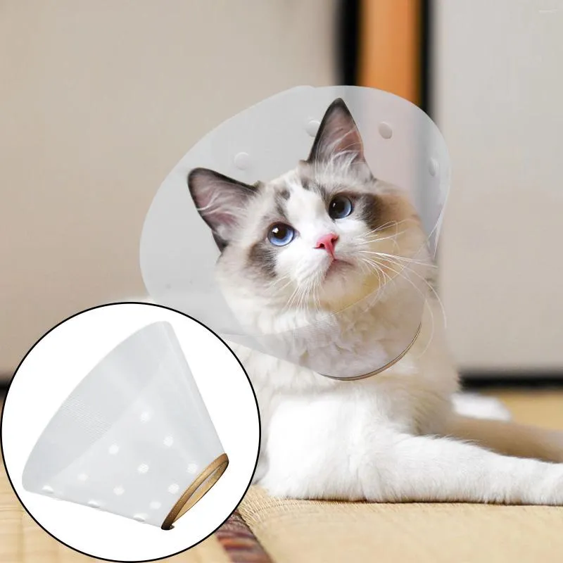 Dog Apparel Adjustable Cat Recovery Collar Cone For Cats Wound Elizabethan Collars Pets Kitten Puppy Transparent