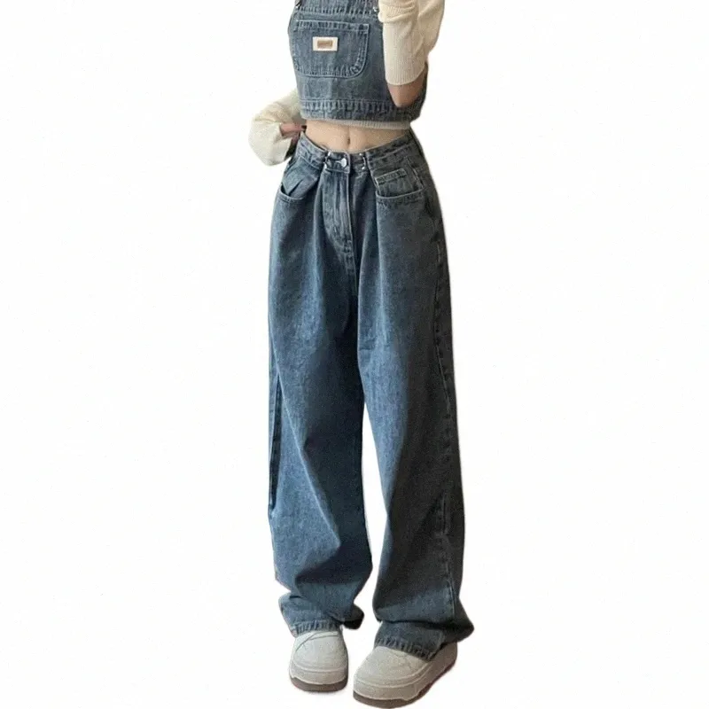 Pantalons pour femmes Vintage Denim Newjeans Baggy Jeans Femme Taille Haute Femme Vêtements Coréen Fi Streetwear Y2k Vêtements F4RU #