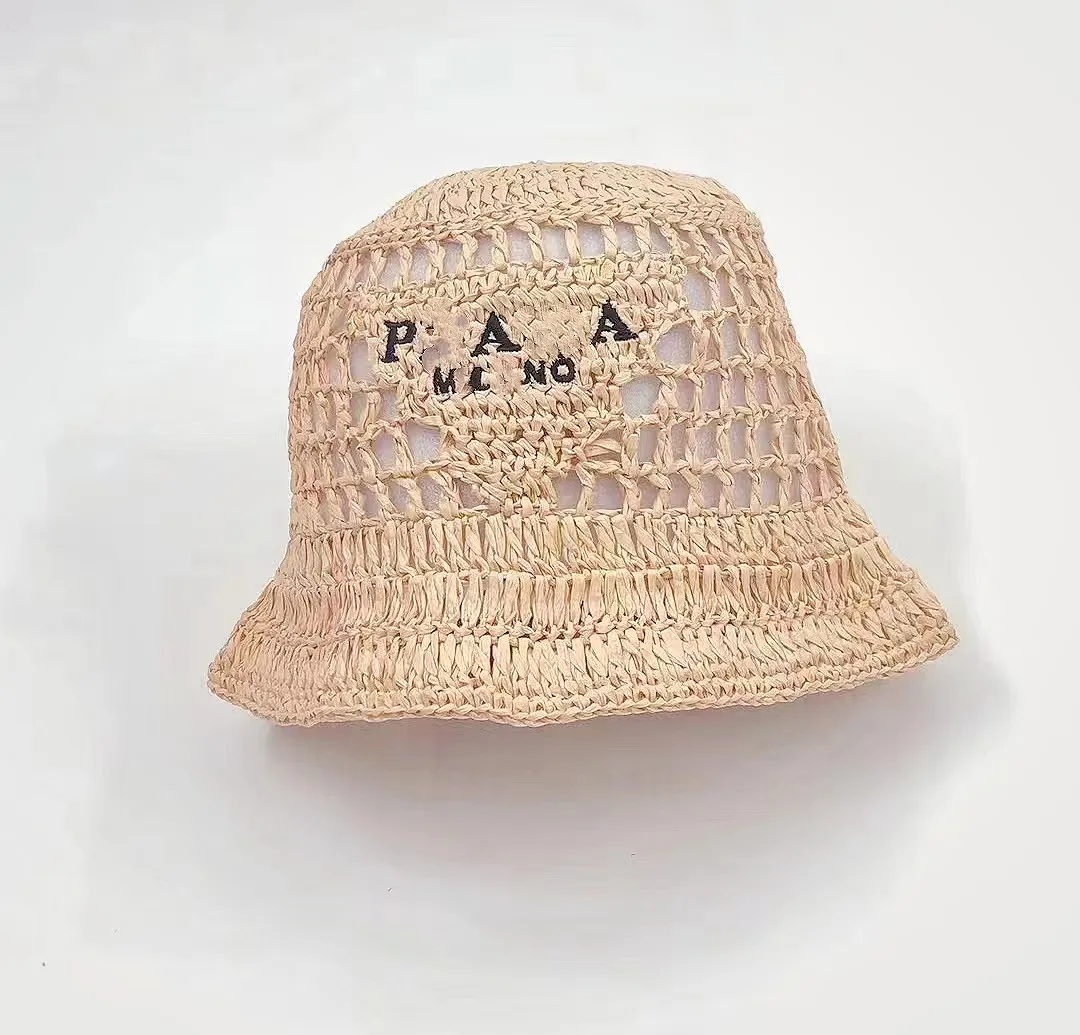 Chapeau seau de créateur de mode, chapeau de paille d'été, Protection contre l'ombre, chapeaux de plage, casquette de pêcheur en paille tissée à la main