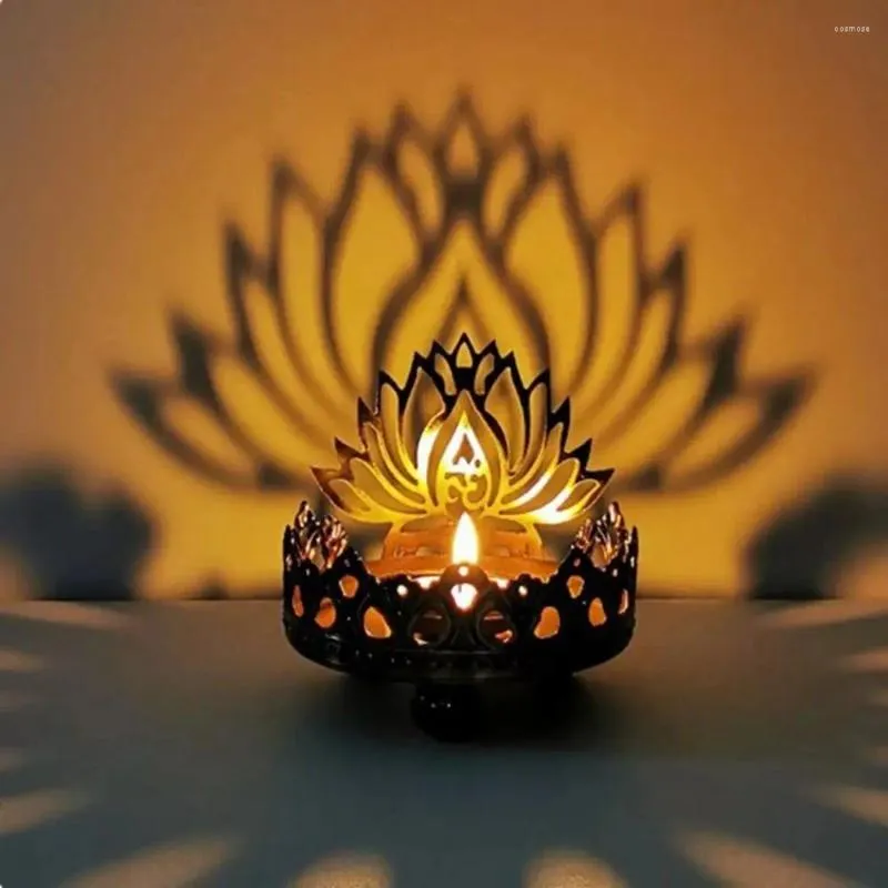 Kerzenhalter Retro Hohl Geschnitzte Teelichthalter Buddha Ghee Lampe Licht Desktop Dekoration Ornamente