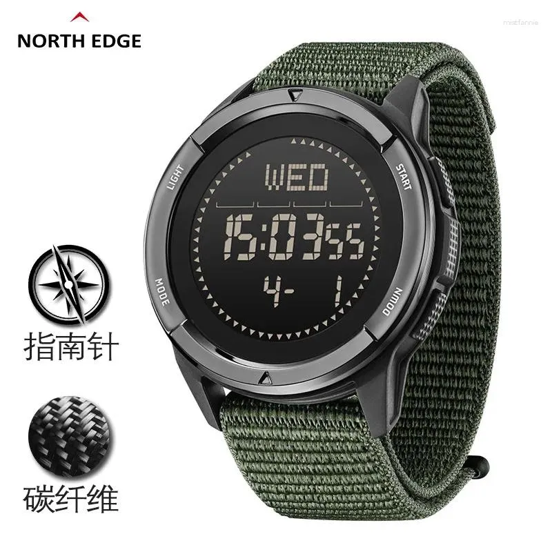 Wristwatches Noordrand Alpen Heren Digitale Koolstofvezel Horloge Militray Sport Super Licht Buiten Kompas Waterdicht 50M Polshorloges