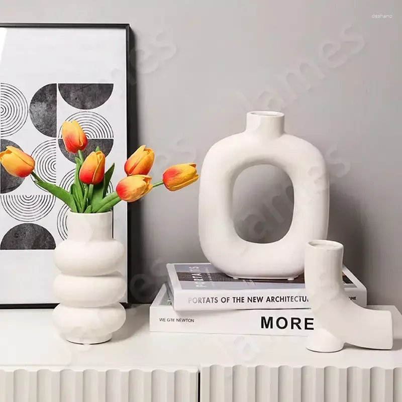 Wazony proste stały kolor ceramiczny wazon nordycki aranżacja kwiatowa