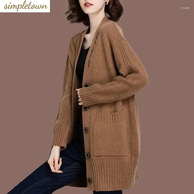 Cardigan tricoté mi-long pour femme, manteau, pull, châle, à la mode, édition coréenne, printemps et automne, 2024