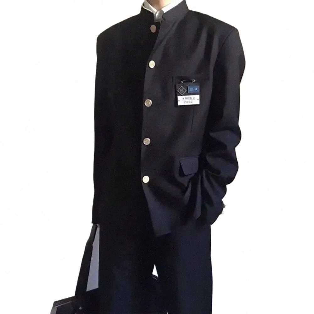 メンズ日本の大学生ユニフォームブレザーマスキュリノ2024ニューカレッジスタイルエレガントなスリムフィットスタンドカラースーツジャケットユニセックスC3AP＃