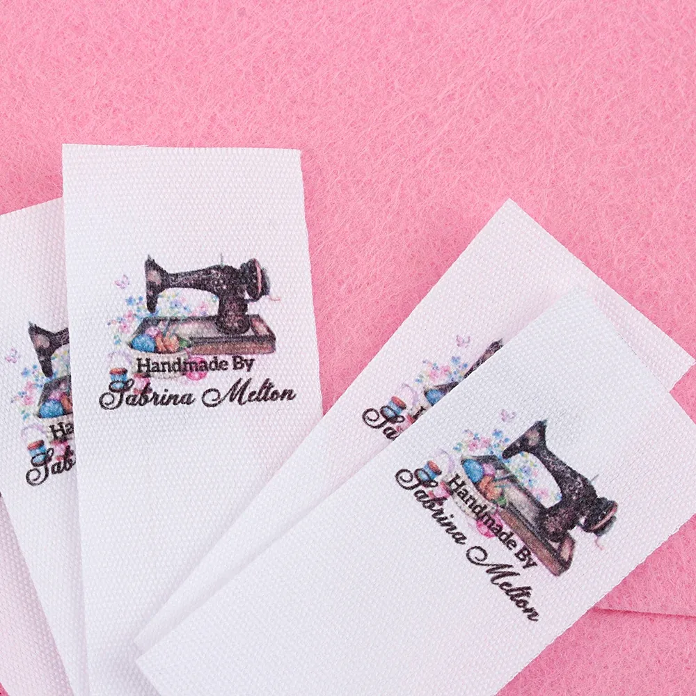 accessories Clothing Labels, Personalized Brand, Custom Logo, Cotton Tags, Business Name, Handmade, Sewing Machine, 25mm x 60mm (MD5246)