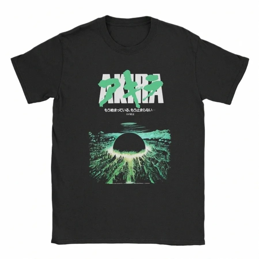 T-shirt da uomo Akira Green Japanese City Explosi Casual 100% Cott Tee Shirt manica corta T-shirt colletto tondo Abbigliamento Party T4gZ #