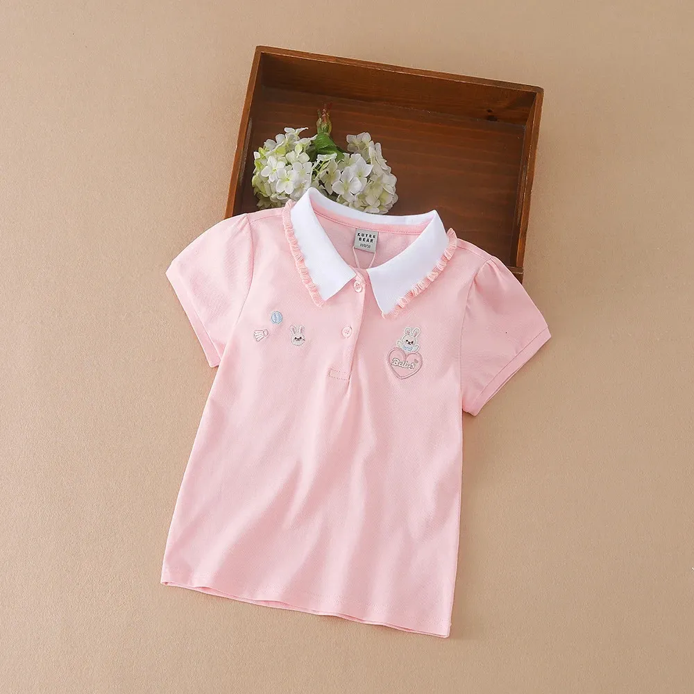 3-12 anni Ragazze Polo Estate Bambini Manica corta T-shirt Bambini Colletto rovesciato Abbigliamento Bambino Top in cotone 240319