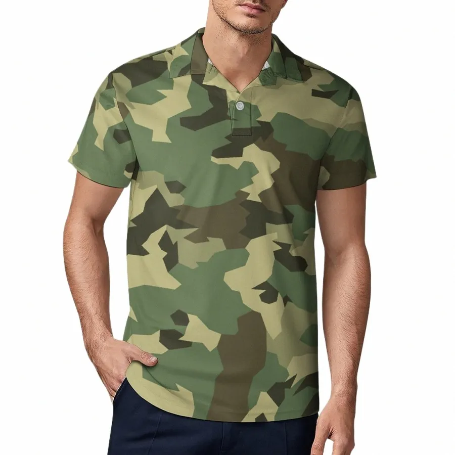 Polo classique Camo Casual Camoue T-shirts de conception militaire Chemise à manches courtes Été Rétro Polos surdimensionnés f9kV #