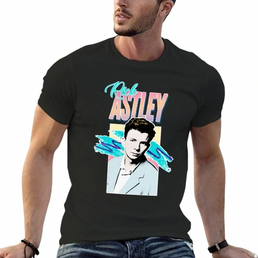 Футболка Rick Astley 80s Aesthetic Tribute, блузка, корейская однотонная мужская одежда 46r1 #
